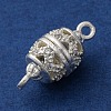 Brass Micro Pave Clear Cubic Zirconia Hollow Oval Connector Charms KK-A230-05B-S-2