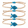 Ocean Adjustable Braided Wax Cord Fish Link Bracelet Sets with Brass Beads for Women XU5174-7-1