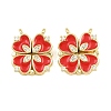 Brass Micro Pave Clear Cubic Zirconia and Enamel Connector Charms AL-CBA6E16-01G-B-1
