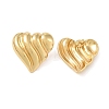 Texture Heart 304 Stainless Steel Stud Earrings for Women EJEW-K278-31G-2