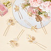 GOMAKERER 9Pcs 3 Style Bridal Leaf Alloy Hair Forks OHAR-GO0001-06-3