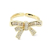 Rack Plating Brass Micro Pave Cubic Zirconia Open Cuff Rings RJEW-C076-06B-G-2