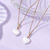 Baroque Natural Keshi Pearl Heart Pendant 304 Stainless Steel Cable Chain Necklaces for Women NJEW-JN05964-1