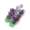 Natural Amethyst & Glass Seed Beaded Grape Pendants PALLOY-MZ00872-02-4