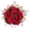 Cloth Rose with Crystal Rhinestone Brooch Pin JEWB-WH0028-12LG-1
