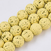 Spray Painted Natural Lava Rock Beads Strands G-N0324-D-09-1