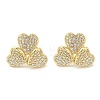 Rack Plating Brass Micro Pave Clear Cubic Zirconia Stud Earrings for Women EJEW-M260-10G-1