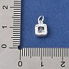 925 Sterling Silver Pave Cubic Zirconia Square Charms with Jump Rings and 925 Stamp STER-D288-05S-06-3