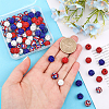 80Pcs 5 Style Independence Day Theme Polymer Clay Rhinestone Round Beads RB-FH0001-07-3