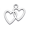 Antique Silver Plated Tibetan Style Zinc Alloy Heart to Heart Pendants X-A0943Y-2