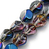 Half Plated Electroplate Transparent Glass Beads Strands EGLA-G037-04A-HP03-1