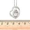 Mother's Day Brass Micro Pave Clear Cubic Zirconia Mother and Baby Heart Pendant Necklaces for Women LS-NJEW-C085-01B-P-3