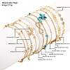 10Pcs Beach Style Alloy & Synthetic Turquoise & Resin Link Anklets WGF01BA-01-5