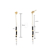 Bohemian Style Natural Black Agate Beaded Tassel Dangle Earrings WG6B05D-01-1