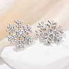 Snowflake Brass & ABS Imitation Pearl Stud Earrings EJEW-M077-03P-5