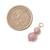 3Pcs 3 Styles Natural Rose Quartz & Dyed Striped Agate/Banded Agate Round Beaded Pendants PALLOY-JF04701-05-2