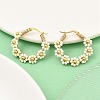 304 Stainless Steel & Bohemian Beaded Flower Hoop Earrings for Women EJEW-R001-02G-02-5