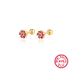 Real 18K Gold Plated 925 Sterling Silver Flower Stud Earrings TL5591-5-1