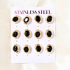 6 Pairs 304 Stainless Steel Pave Cubic Zirconia Stud Earrings SA-CBADCF0-04G-03-1