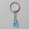 Candy Color Transparent Bear Resin Pendant Keychain KEYC-WH0034-34B-02-1