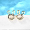 Rabbit Head Brass Micro Pave Cubic Zirconia Ear Studs EJEW-D304-39G-4