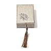 Wood Covered with Linen Cloth Pendant Necklace Boxes OBOX-XCP0001-04-1