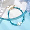 Natural Magnesite Beads Link Bracelets for Women Men BJEW-JB11467-03-1