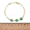 Natural Green Aventurine Faceted Flat Round Beaded Brass Paperclip Chain Bracelets GG-CBA37F5-02G-01-5