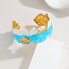 Ocaen Theme 304 Stainless Steel Enamel Cuff Bangles for Women BJEW-Z160-03G-01-1