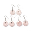 Natural Rose Quartz Donut Dangle Earrings EJEW-G300-01P-01-1