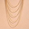 304 Stainless Steel Box Chain Multi Layered Necklaces for Women NJEW-U025-01G-03-1