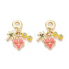 Brass Micro Pave Clear Cubic Zirconia and Enamel European Dangle Charms  KK-T079-76G-1