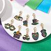 8Pcs 8 Styles Carnival/Mardi Gras Theme Alloy Enamel & Glitter Powder Pendants Decoration HJEW-JM02997-1