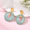 304 Stainless Steel with Glass Seed Beads Stud Earrings EJEW-MZ00761-3