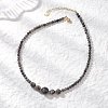 Natural Larvikite Round Graduated Beaded Necklaces NJEW-JN05654-03-1