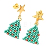 304 Stainless Steel with Glass Cylinder Seed Beads Christmas Tree Dangle Earrings EJEW-MZ00818-3