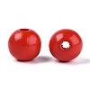 Spray Painted Round Natural Schima Wood Beads WOOD-A018-14mm-07-2