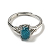 Oval Natural Apatite Adjustable Rings RJEW-Q818-01P-09A-3