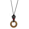 Resin Pendant Adjustable Waxed Cord Long Necklaces for Women FS-WG1D1FB-02-3