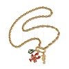 Ocean Brass Enamel Red Lobster Pendants 304 Stainless Steel Cable Chain Necklaces for Women NJEW-JN06483-02-2