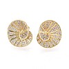 Spiral Shell Brass Micro Pave Cubic Zirconia Stud Earrings EJEW-B153-02G-1