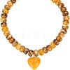 Resin and Plastic Heart Pendant Rondelle Beaded Necklaces with Alloy End Chains FS-WG415CE-02-2