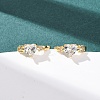 Heart Brass Micro Pave Clear Cubic Zirconia Cuff Earrings EJEW-H178-02G-1