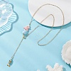 Ocean Brass Pave Cubic Zirconia Enamel Fish Tassel Brass Cable Chain Lariat Necklaces NJEW-JN06293-1