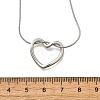 201 Stainless Steel Hollow Heart Pendant Snake Chain Necklaces for Women NJEW-B124-02P-6