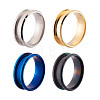 Stainless Steel Grooved Finger Ring Settings MAK-TA0001-05-15