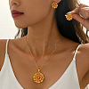 Vintage Brass Flower Stud Earrings & Pendant Necklaces Sets for Women YM9449-1