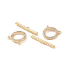 Brass Micro Pave Clear Cubic Zirconia Toggle Clasps KK-E068-VC174-3