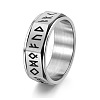 Rune Words Viking Amulet Titanium Steel Rotating Finger Ring PW-WG34578-04-1