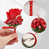 Cloth Rose Flower Boutonniere Brooch with Rhinestone AJEW-WH0258-294A-3